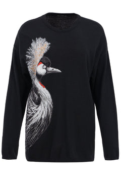 Crown Crane Bird O Neck Sweater