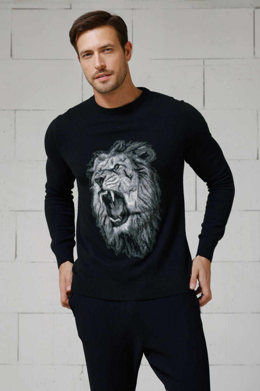 Leonidas Men's Intarsia Lambswool Sweater