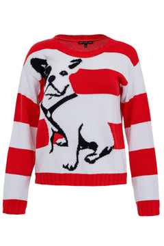 Johnny Intarsia Striped French Bulldog Sweater