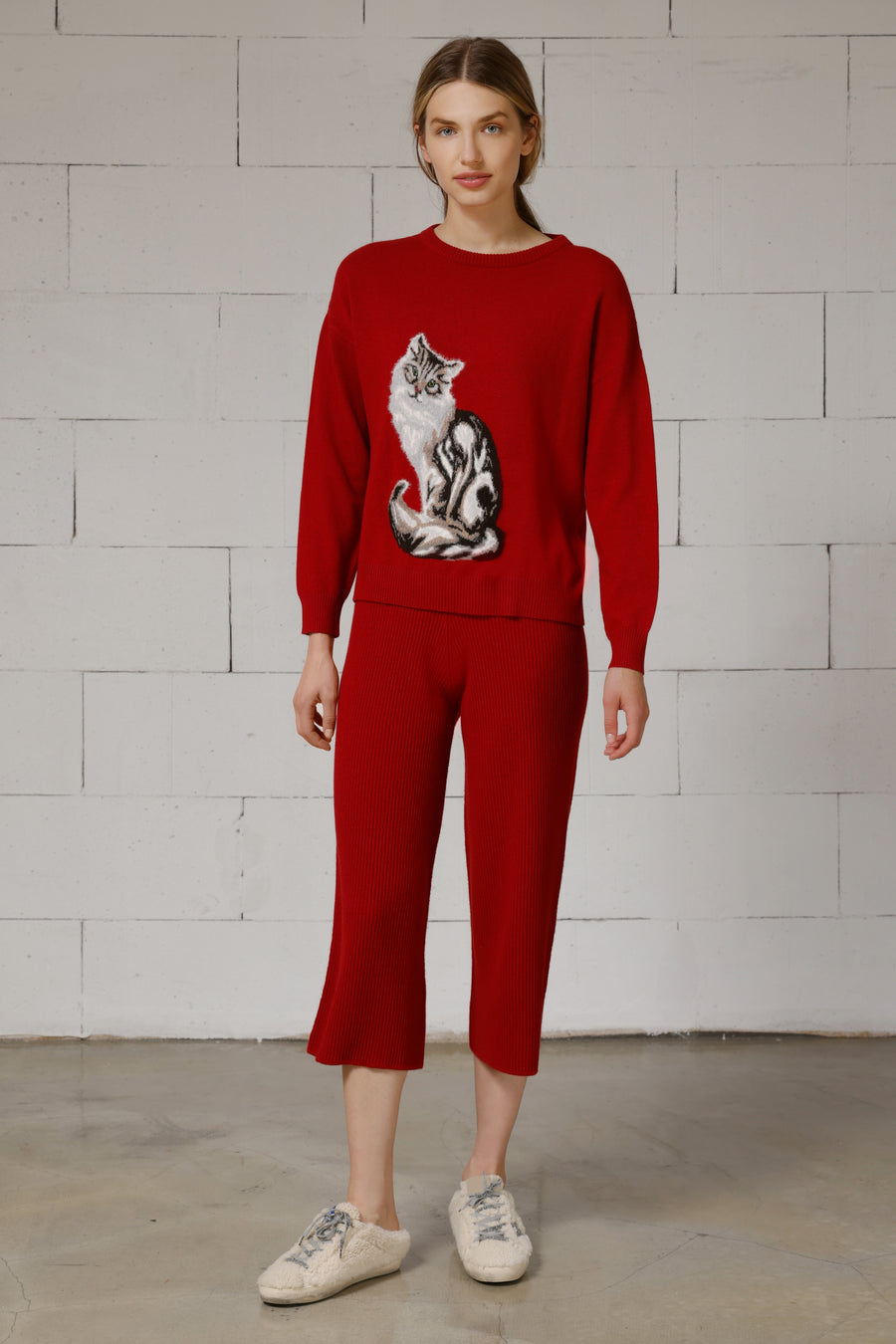 Monica Women's Intarsia Lambswool Sweater