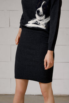 Wholegarment wool patterned high waist skirt